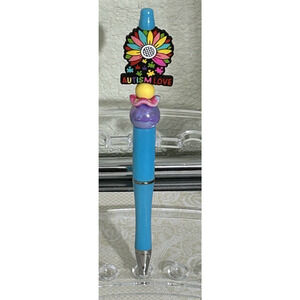 Custom Blue Beaded Pen Autism Love Autism Awareness Colorful Happy Message